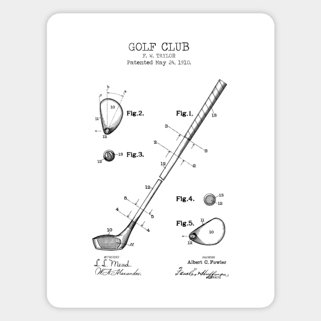 GOLF CLUB patent Magnet by Dennson Creative